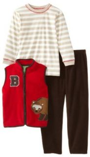 Watch Me Grow! by Sesame Street Boys 2 7 3 Piece Stripped Bear Vest with Pullover and Pant, Red, 2T: Pants Clothing Sets: Clothing