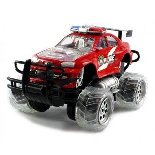 Electric Police Racer Truck 4WD Drive Clear Light Up Wheels RTR RC Car Remote Control: Toys & Games
