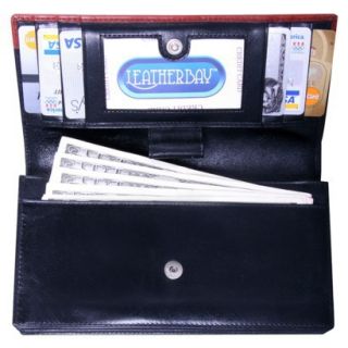 Womens Leatherbay Flip Top Sleek Wallet   Black