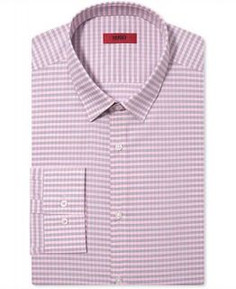 HUGO by Hugo Boss Dress Shirt, Slim Fit Pink and Grey Plaid Long Sleeve Shirt   Dress Shirts   Men