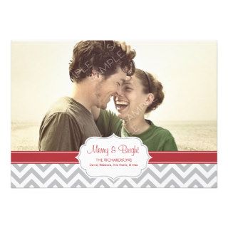 Chevron Photo Christmas Card Personalized Invite