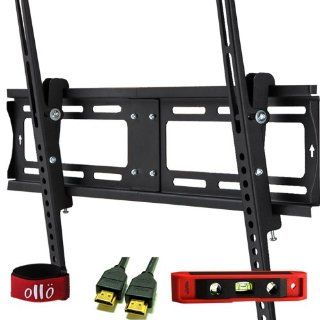OLLO MOUNTS 32 55 inches Tilt / Tilting Low Profile Universal TV Wall Mount Bracket * 1.4V HDMI / ETHERNET CABLE * 6" TORPEDO LEVEL * VELCRO CABLE TIE * LCD, LED, Plasma (TH64037 3) Electronics