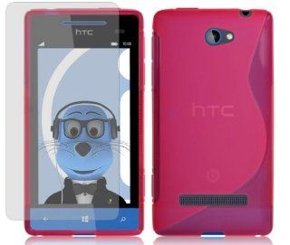 iTALKonline HTC Windows Phone 8S PINK Slim Grip Wave S Line TPU Gel Case Soft Skin Cover with Screen Protector and Microfibre Cloth: Cell Phones & Accessories