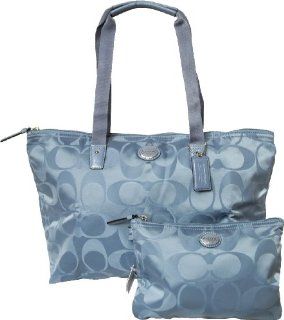 Coach Signature Nylon Packable Weekender Tote Silver / Periwinkle F77321: Shoes