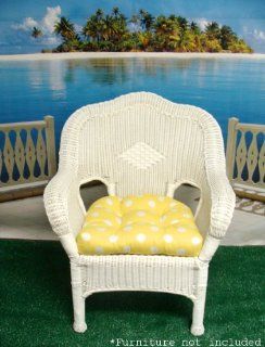 Wicker Furniture Outdoor Patio Chair Cushion   Yellow with White Polka Dots : Patio, Lawn & Garden