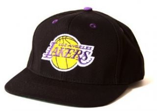 Adidas Los Angeles Lakers Snapback Logo Hat   Black with Purple Eyelids: Clothing