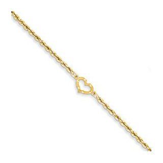 IceCarats Designer Jewelry 14K Open Heart Rope Anklet In 10 Inch: IceCarats: Jewelry