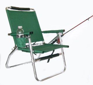 The Original "FISH MASTER" Ultra Light Adjustable All Aluminum Fishing Chair with Reversible Rod Holder and Cup Holder with Storage Pouch (Hunter Green)  Camping Chairs  Sports & Outdoors