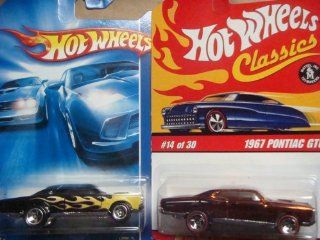 Hot Wheels '67 Pontiac GTO Variant Set: Classics Series 2 Brown Flake Red Line #14 & The '07 All Stars Black With Flames #137 {2 Pieces} Scale 1/64 Collector: Toys & Games