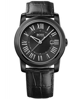 Hugo Boss Watch, Mens Black Leather Strap 40mm 1512715   Watches   Jewelry & Watches