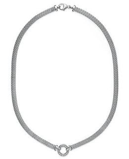 Diamond Mesh Circle Necklace (1/8 ct. t.w.) in Sterling Silver   Necklaces   Jewelry & Watches