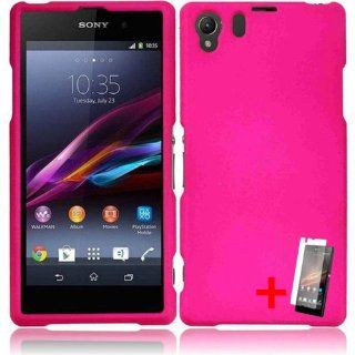 SONY XPERIA Z1 HOT PINK RUBBERIZED COVER SNAP ON HARD CASE + FREE SCREEN PROTECTOR from [ACCESSORY ARENA] Cell Phones & Accessories