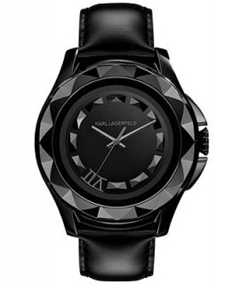 Karl Lagerfeld Unisex Black Leather Strap Watch 44mm KL1009   Watches   Jewelry & Watches
