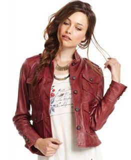 Lucky Brand Jeans Jacket, Long Sleeve Leather   Jackets & Blazers   Women