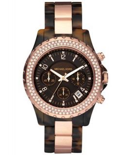Michael Kors Womens Chronograph Madison Tortoise Acetate and Rose Gold Tone Bracelet Watch 42mm MK5416   Watches   Jewelry & Watches