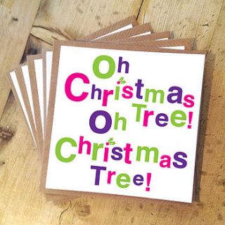 pack of five 'oh christmas tree' cards by megan claire
