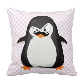 Cute Black  White Penguin And  Funny Mustache Pillows