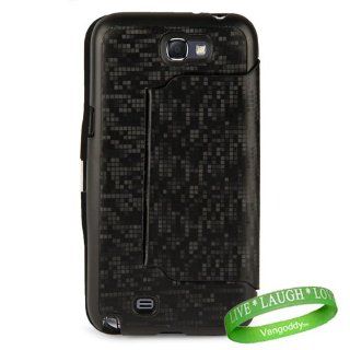 Quality Samsung Galaxy NOTE II 2 Hard Snap On Case with Stand  (BLack Matrix Block Design ) + VanGoddy Trademarked Live Laugh Love Wrist Band: Cell Phones & Accessories