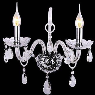 Modern Crystal Wall Lights with 2 Lights in Candle Feature   Wall Porch Lights  