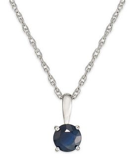 10k White Gold Necklace, Sapphire Stud Pendant (5/8 ct. t.w.)   Necklaces   Jewelry & Watches