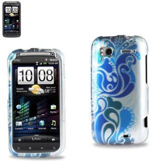 Reiko 2DPC SENSATION 129 Premium Grade Durable Snap On Protective Case for HTC Sensation 4G   1 Pack   Retail Packaging   Blue/White: Cell Phones & Accessories