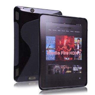 Okeler Black S line Wave Soft TPU Gel Rubber Case Cover for  Kindle Fire HDX 7" with Free Pen: Electronics