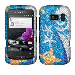 NEXTKIN Bling Crystal Rhinestone Hard Snap On Protector Cover Case For Alcatel One Touch 918   Blue Ocean Wonder: Cell Phones & Accessories