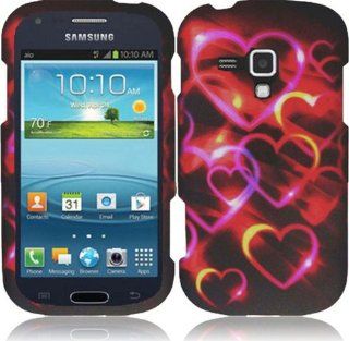 Samsung Galaxy AMP i407 (AIO) 2 Piece Snap On Rubberized Hard Plastic Case Cover, Rainbow Cascading Heart Pattern + LCD Clear Screen Saver Protector: Cell Phones & Accessories