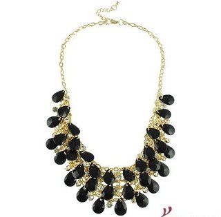 black 3 row teardrop Statement Jewelry, Chunky Necklace, Bubble Necklace(WIIPU 123): Y Shaped Necklaces: Jewelry