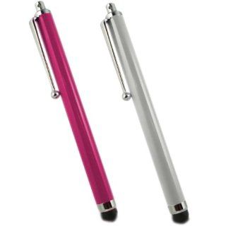 SAMRICK   Pack of 2   Silver & Pink   High Capacitive Aluminium Stylus Pen for HTC 8X, 8S, One X, One XL, One S, One V, Desire, Desire X, Desire C, Desire Z, Desire HD, Explorer, Salsa (C510e) & HTC Weike and Trophy: Cell Phones & Accessories