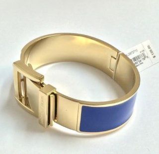 Michael Kors MKJ2872 Women's Buckle Bangle Bracelet   Blue Enamel on Golden Steel: Jewelry