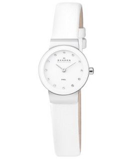 Skagen Denmark Watch, Womens White Leather Strap 358XSSLWW   Watches   Jewelry & Watches