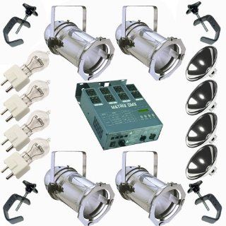 4 Silver PAR CAN 64 300W DYS PAR64 RF Dimmer C Clamp   Stage Lighting Units And Accessories