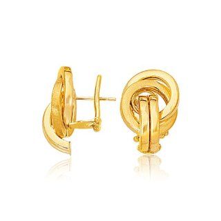 14K Yellow Gold Grand Love Knot Earrings with Omega Backs: Jewelry