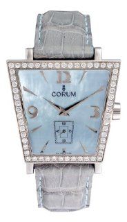 Corum Trapeze Mens Blue Strap Blue Mother of Pearl Dial Diamond Bezel Steel Watch 106.404.47/0010PM5 Corum Watches