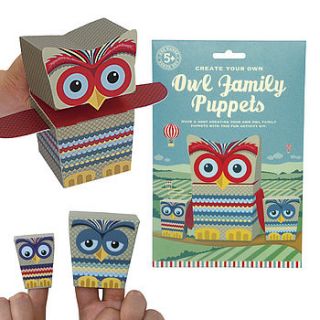 create your own owl family puppets kit by clockwork soldier