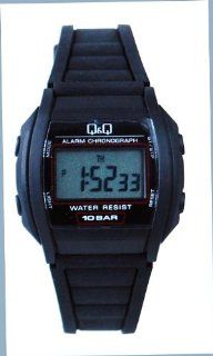 Q&Q #ML01J103Y Men's Black Rubber Band Alarm LCD Digital Watch: Watches