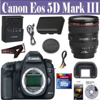 Canon EOS 5D Mark III 22.3 MP Full Frame CMOS Digital SLR Camera with EF 24 105mm f/4 L IS USM Lens + 16 GIG Memory Card : Digital Slr Camera Bundles : Camera & Photo