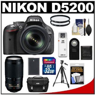 Nikon D5200 Digital SLR Camera & 18 105mm VR DX AF S Zoom Lens (Black) with 70 300mm VR Zoom Lens + 32GB Card + Case + Battery + Filters + Tripod + Accessory Kit : Digital Slr Camera Bundles : Camera & Photo
