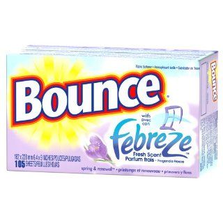 Bounce Fabric Softener Sheets with Febreze Fresh Scent, Spring and Renewal, 105 Count Boxes (Pack of 3) Health & Personal Care