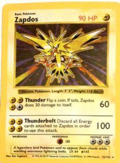 Pokemon Card 16/102   ZAPDOS (holo foil): Toys & Games