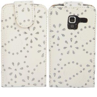 Diamante Flip Case Cover Skin For Samsung Galaxy Ace 2 i8160 / White: Cell Phones & Accessories