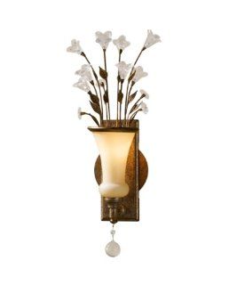Murray Feiss WB1376GIS Jardin Botanique 1 Light Wall Sconce, Gilded Imperial Silver Finish with Cream Etched Glass and Hand Polished Crystal Accents    