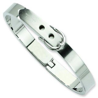 Stainless Steel Fancy Belt Hinged Bracelet. Metal Weight  30.62g.: Link Bracelets: Jewelry