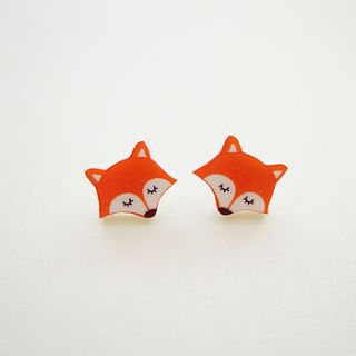 fox acrylic fashion stud earrings by hoobynoo world