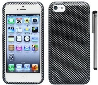 Carbon Fiber Design Hard Cover Case with ApexGears Stylus Pen for Apple iPhone 5C by ApexGears Cell Phones & Accessories