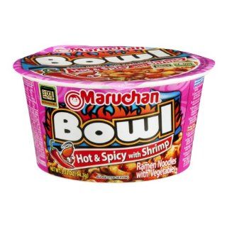 Maruchan Bowl Hot & Spicy with Shrimp Flavor Ramen Noodles with Vegetables, 3.3 OZ (Pack of 6) : Grocery & Gourmet Food