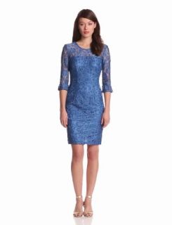 Jax Women's Bell Sleeve Lace Dress, Blue, 4 at  Womens Clothing store