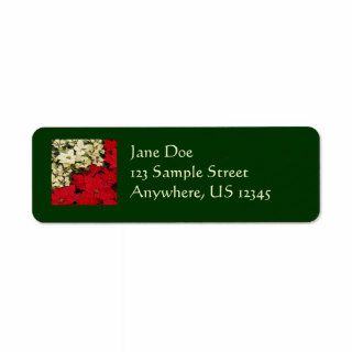 White and Red Poinsettias Return Address Label