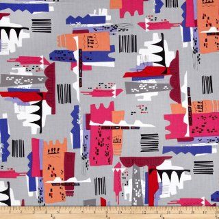 City Scenes Abstract Buildings Light Grey Fabric: